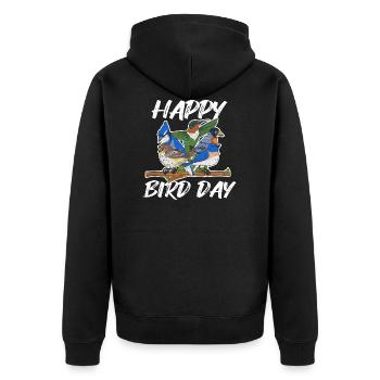 Ornithology pun for an ornithologist - Unisex Premium Organic Zip Hoodie - black - Back - Nico (187cm)