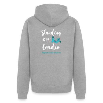 Dysautonomie Geschenk POTS Riley Day Syndrom - Unisex Premium Bio Zip Hoodie - Grau meliert - Hinten - Nico (187cm)