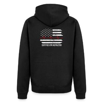 Herz-Lungen-Wiederbelebung Herzdruckmassage HLW - Unisex Premium Bio Zip Hoodie - Schwarz - Hinten - Nico (187cm)