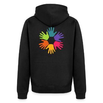 Pride Regenbogenfahne Pride Parade LGBT - Unisex Premium Bio Zip Hoodie - Schwarz - Hinten - Nico (187cm)