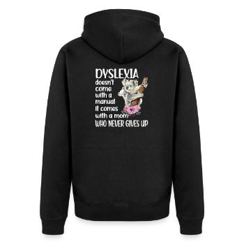 Dyslexie dyslexie dyslexie Dyslexie Dyslexie Dyseigne - Veste à capuche bio Premium Unisexe - noir - Dos - Nico (187cm)