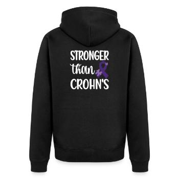 Morbus Crohn Kämpfer Crohn-Krankheit Bewusstsein - Unisex Premium Bio Zip Hoodie - Schwarz - Hinten - Nico (187cm)