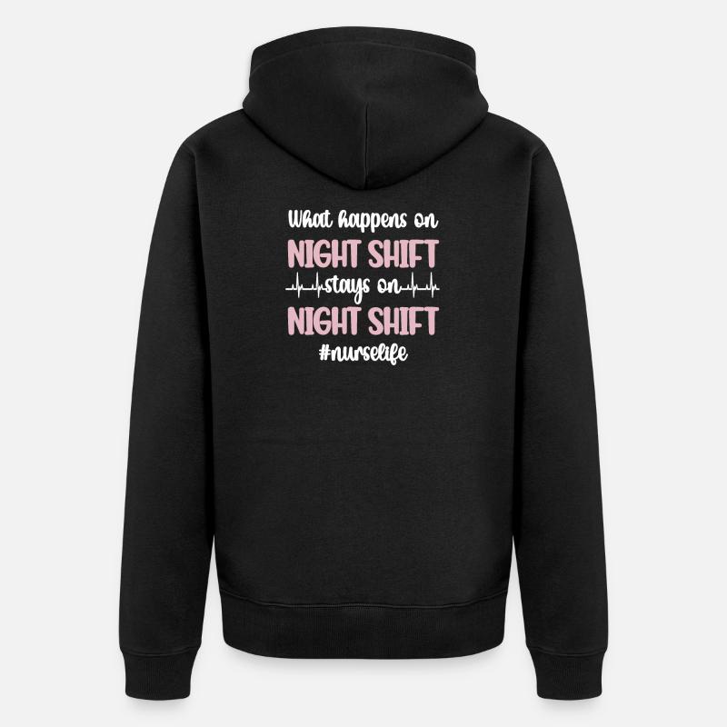 Nachtschicht Krankenpflegerin Krankenschwester - Unisex Premium Bio Zip Hoodie - Schwarz