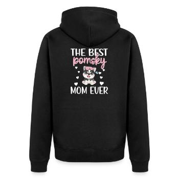 Pomsky Mama Pomsky Dog Owner Pomsky Mom - Unisex Premium Organic Zip Hoodie - black - Back - Nico (187cm)