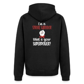 Schlaganfall Kämpferin Schlaganfall Überlebende - Unisex Premium Bio Zip Hoodie - Schwarz - Hinten - Nico (187cm)