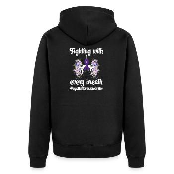 Cystic fibrosis awareness Cystic fibrosis fighters - Unisex Premium Organic Zip Hoodie - black - Back - Nico (187cm)