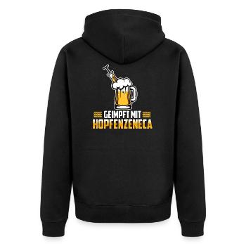 Hopfenzeneca Bier Impfung geimpft mit Bier Hopfen - Unisex Premium Bio Zip Hoodie - Schwarz - Hinten - Nico (187cm)