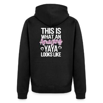Best Yaya Grandma Mother's Day Gift Yaya Grandmother - Unisex Premium Organic Zip Hoodie - black - Back - Nico (187cm)