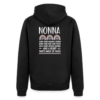 Nonna Grandma Mother's Day Gift Nonna Grandmother Sweet - Unisex Premium Organic Zip Hoodie - black - Back - Nico (187cm)