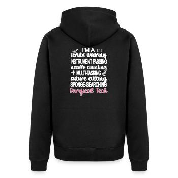 Chirurgisch-Technische Assistentin OP-Technikerin - Unisex Premium Bio Zip Hoodie - Schwarz - Hinten - Nico (187cm)