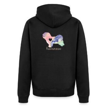 Havanese Liebhaber Hundebesitzer Havanese Mama - Unisex Premium Bio Zip Hoodie - Schwarz - Hinten - Nico (187cm)