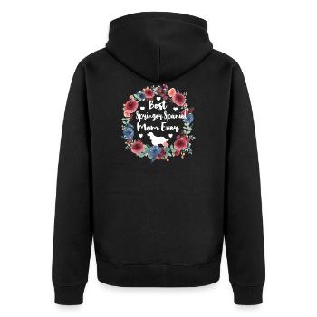 Deutsch Springer Spaniel Mama Dog Owner - Unisex Premium Organic Zip Hoodie - black - Back - Nico (187cm)