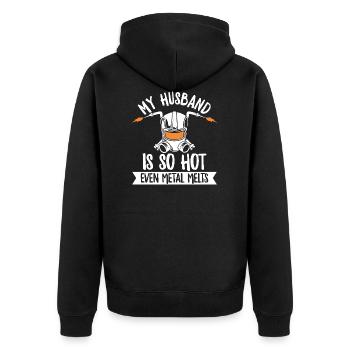 Welding saying for your welder wife - Unisex Premium Organic Zip Hoodie - black - Back - Nico (187cm)