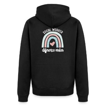 Sozialarbeiter Soziale Arbeit Streetworker Team - Unisex Premium Bio Zip Hoodie - Schwarz - Hinten - Nico (187cm)