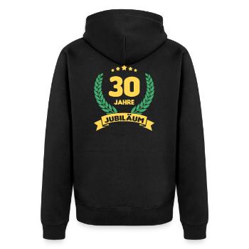 30 Jahre Jubiläum - Unisex Premium Bio Zip Hoodie - Schwarz - Hinten - Nico (187cm)