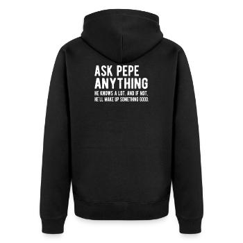 Pepe Grandpa Funny Father's Day Pepe Grandfather Papa - Unisex Premium Organic Zip Hoodie - black - Back - Nico (187cm)