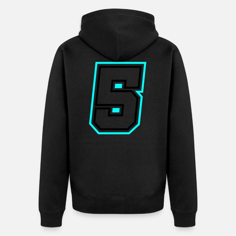5 symbole de nombre - Veste à capuche bio Premium Unisexe - noir