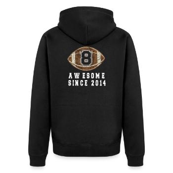 8th birthday Born 2014 Football player 8 years - Unisex Premium Organic Zip Hoodie - black - Back - Nico (187cm)