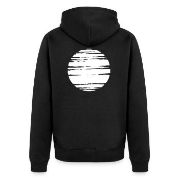 Sonnenuntergang - Unisex Premium Bio Zip Hoodie - Schwarz - Hinten - Nico (187cm)