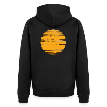 Sonnenuntergang - Unisex Premium Bio Zip Hoodie - Schwarz - Hinten - Nico (187cm)