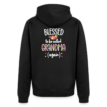 Again Grandma New Grandma Future Grandmother - Unisex Premium Organic Zip Hoodie - black - Back - Nico (187cm)