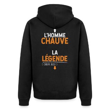 Chauve la légende humour drole collègue chauve - Veste à capuche bio Premium Unisexe - noir - Dos - Nico (187cm)