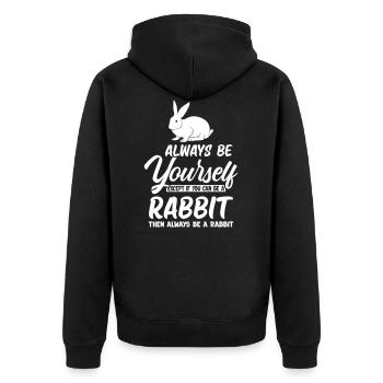 Is a Rabbit - Unisex Premium Organic Zip Hoodie - black - Back - Nico (187cm)