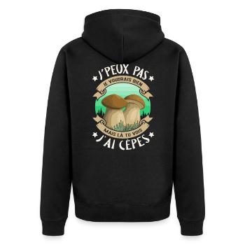 Je Peux Pas J'ai Cèpes Champignon Cueillette Cèpe - Veste à capuche bio Premium Unisexe - noir - Dos - Nico (187cm)