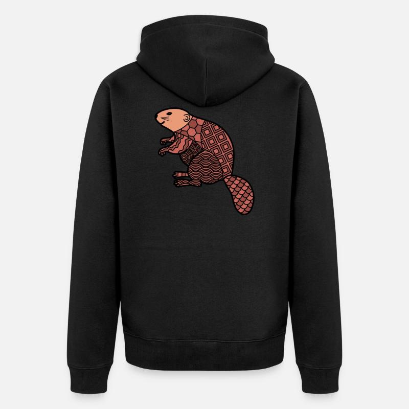 ZenDoodle « Castor » - Veste à capuche bio Premium Unisexe - noir