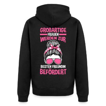 Beste Freundin - Unisex Premium Bio Zip Hoodie - Schwarz - Hinten - Nico (187cm)