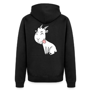 Ziege Ziegenbock Bock - Unisex Premium Bio Zip Hoodie - Schwarz - Hinten - Nico (187cm)