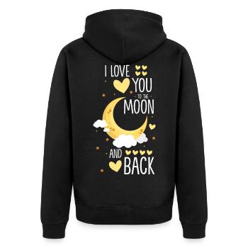 Romantisch Freundschaft Paare - Unisex Premium Bio Zip Hoodie - Schwarz - Hinten - Nico (187cm)