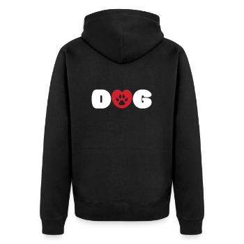 Dog Love Heart - Unisex Premium Organic Zip Hoodie - black - Back - Nico (187cm)