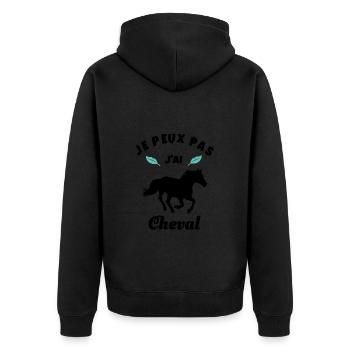 je peux pas j'ai cheval équitation - Veste à capuche bio Premium Unisexe - noir - Dos - Nico (187cm)