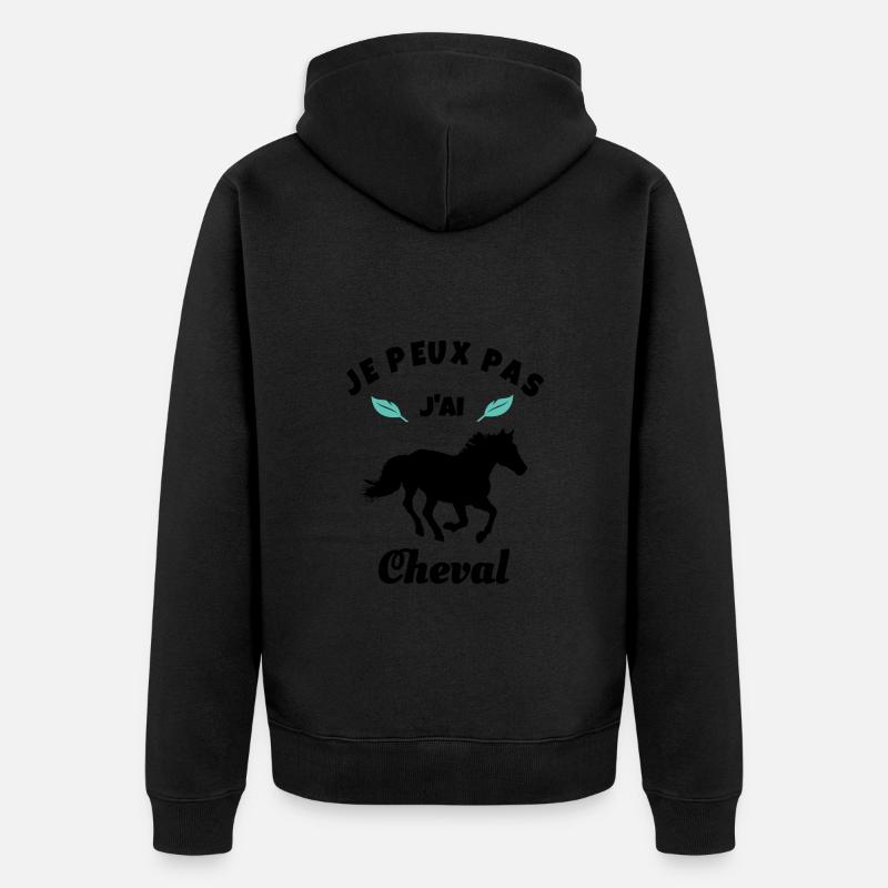 je peux pas j'ai cheval équitation - Veste à capuche bio Premium Unisexe - noir