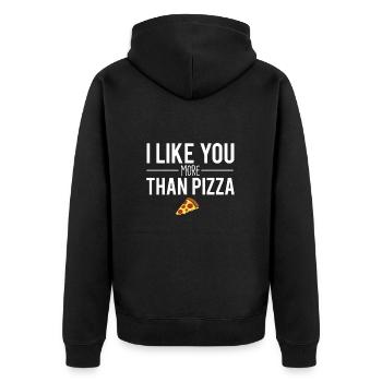 I like you more than pizza pizza lover - Veste à capuche bio Premium Unisexe - noir - Dos - Nico (187cm)