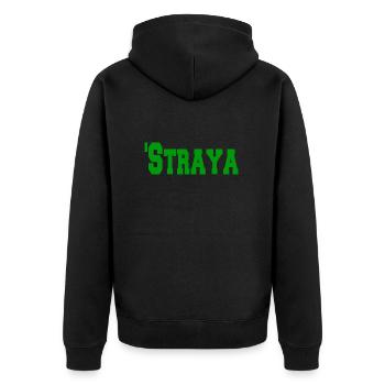 Straya - Unisex Premium Bio Zip Hoodie - Schwarz - Hinten - Nico (187cm)