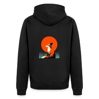 Musik Fuchs - Unisex Premium Bio Zip Hoodie - Schwarz - Hinten - Nico (187cm)