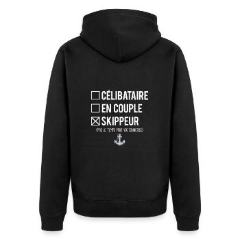 Célibataire en couple skipper humour bateau - Veste à capuche bio Premium Unisexe - noir - Dos - Nico (187cm)