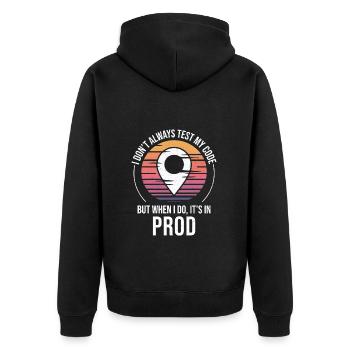 Entwickler Programmierer Programmierer Prod Testing Humor - Unisex Premium Bio Zip Hoodie - Schwarz - Hinten - Nico (187cm)