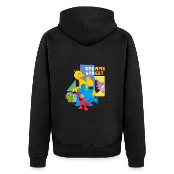 Sesamstraße Charaktere Glücklich - Unisex Premium Bio Zip Hoodie - Schwarz - Hinten - Nico (187cm)