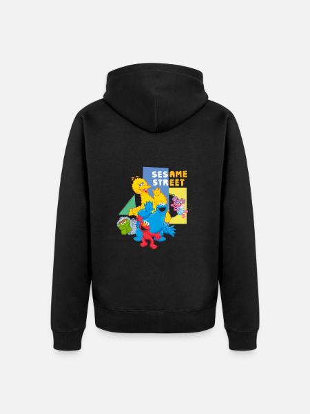 Sesame Street -hahmot onnellisia - Premium unisex luomu-huppari vetoketjulla - musta