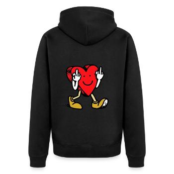 Fuck, du liebst es. - Unisex Premium Bio Zip Hoodie - Schwarz - Hinten - Nico (187cm)