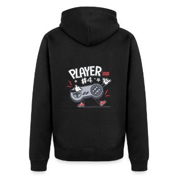 Gamer Player 4 console video games Family - Unisex Premium Organic Zip Hoodie - black - Back - Nico (187cm)