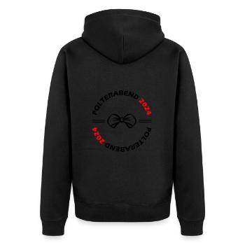 Polterabend 2024 - Unisex Premium Bio Zip Hoodie - Schwarz - Hinten - Nico (187cm)