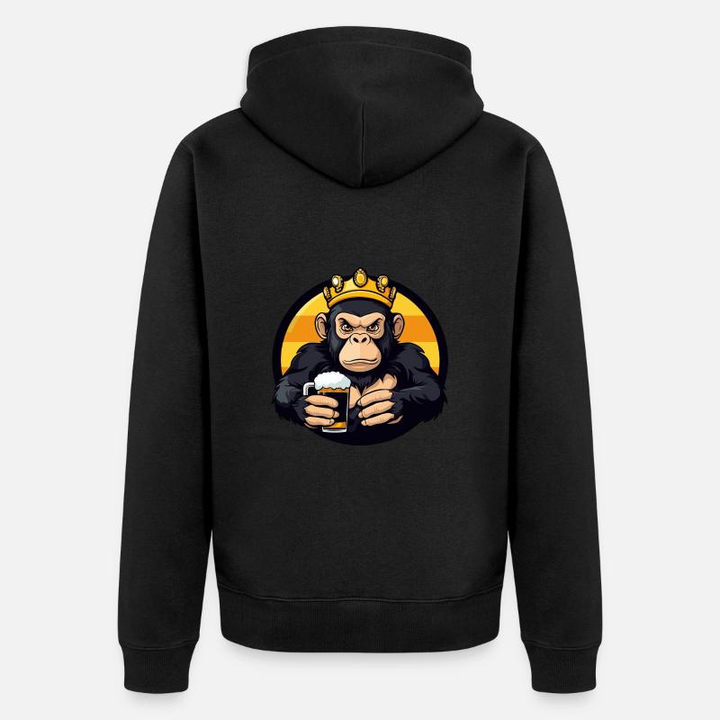 Affe Bier Comic - Unisex Premium Bio Zip Hoodie - Schwarz