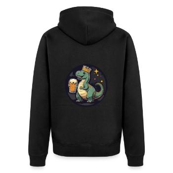 Dinosaurier brontosaurus Bier Comic - Unisex Premium Bio Zip Hoodie - Schwarz - Hinten - Nico (187cm)