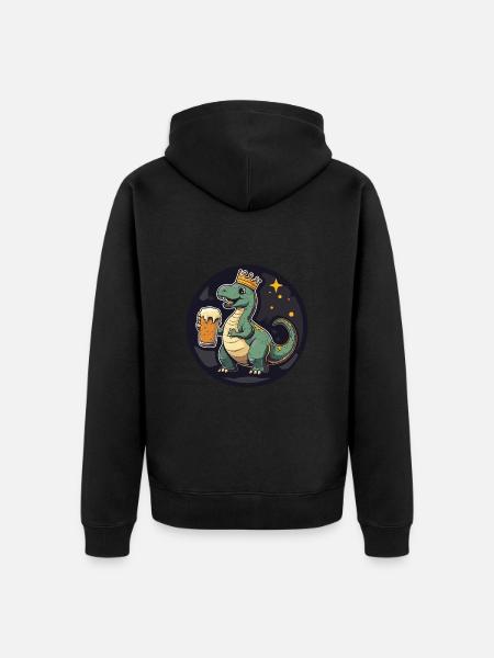 Dinosaur Brontosaurus Beer Comic - Unisex Premium Organic Zip Hoodie - black