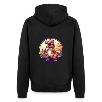 Dinosaur T-Rex Beer Comic - Unisex Premium Organic Zip Hoodie - black - Back - Nico (187cm)