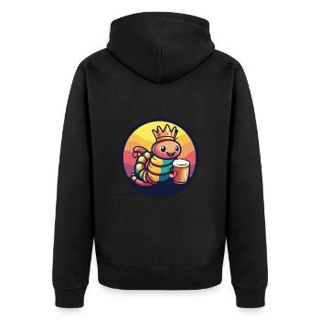 Wurm Bier Comic - Unisex Premium Bio Zip Hoodie - Schwarz - Hinten - Nico (187cm)
